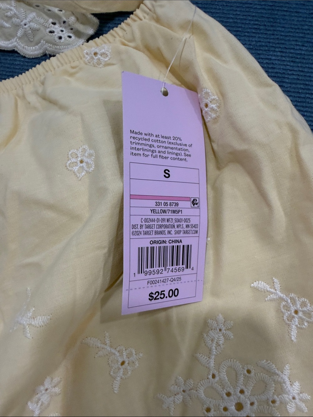 wild fable Yellow Eyelet Cotton Crop Top & Shorts Set - Picture 6 of 7
